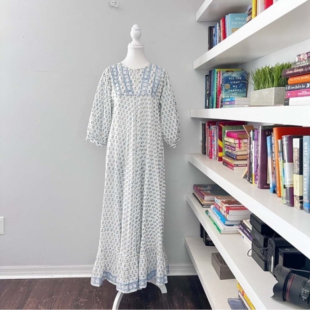 Karni Printed Cotton Empire Waist Lightweight cottagecore Maxi Dress Size small